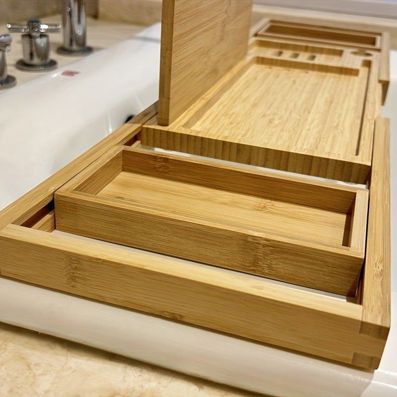 Bamboo Bathtub Tray – Wooden Bath Caddy for Relaxation