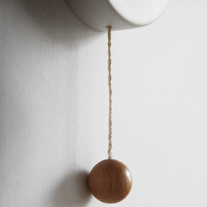 Scandinavian Wall Lamp – Wooden Accent Light with Pull Cord