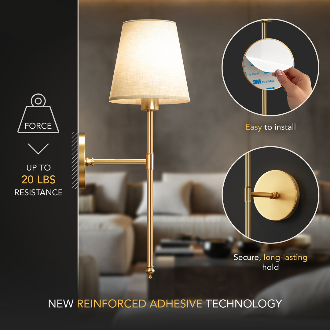 Battery-Powered Wall Lamp – Remote Control, No Drilling Required
