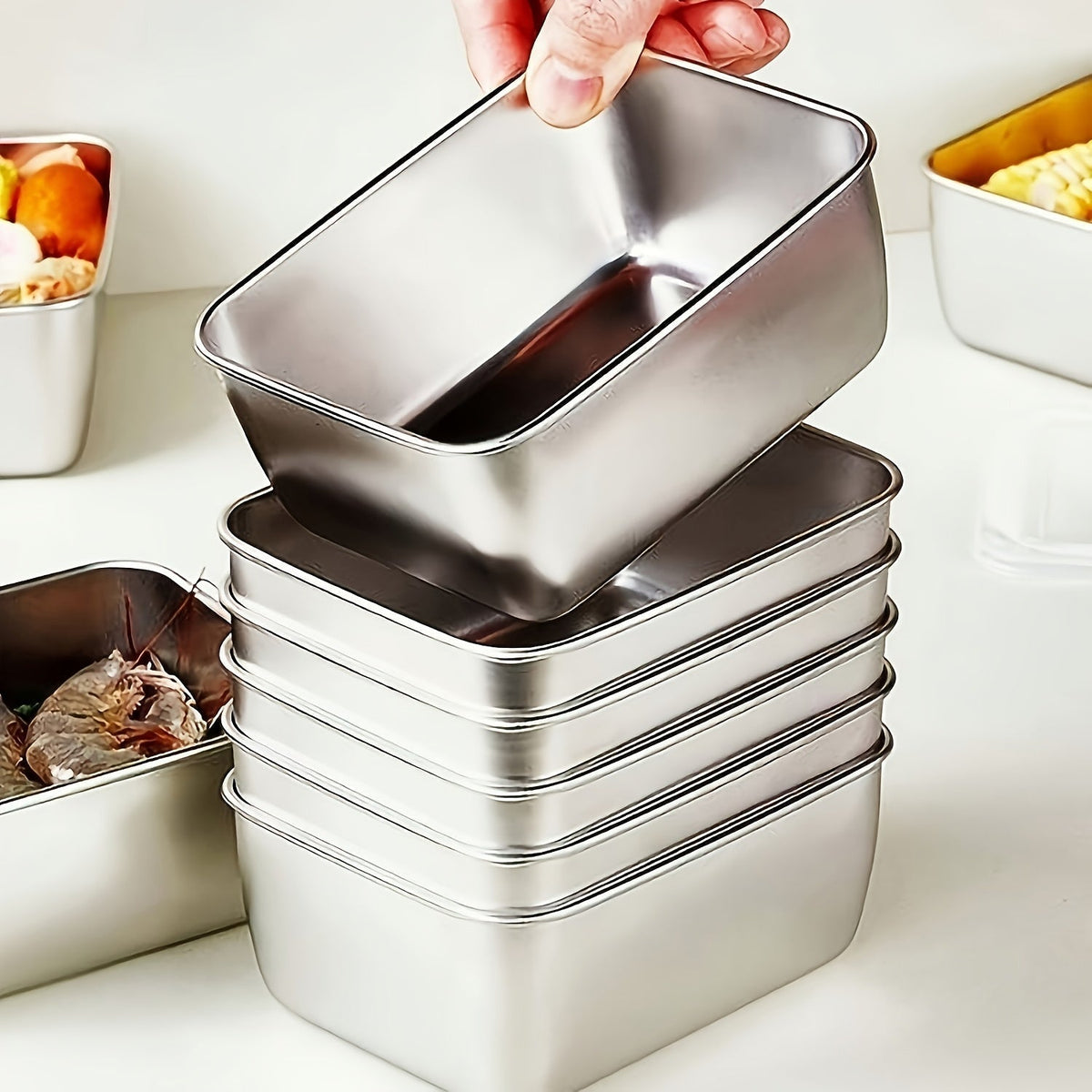 7-Piece Stainless Steel Food Storage Set – Leakproof Stackable Containers