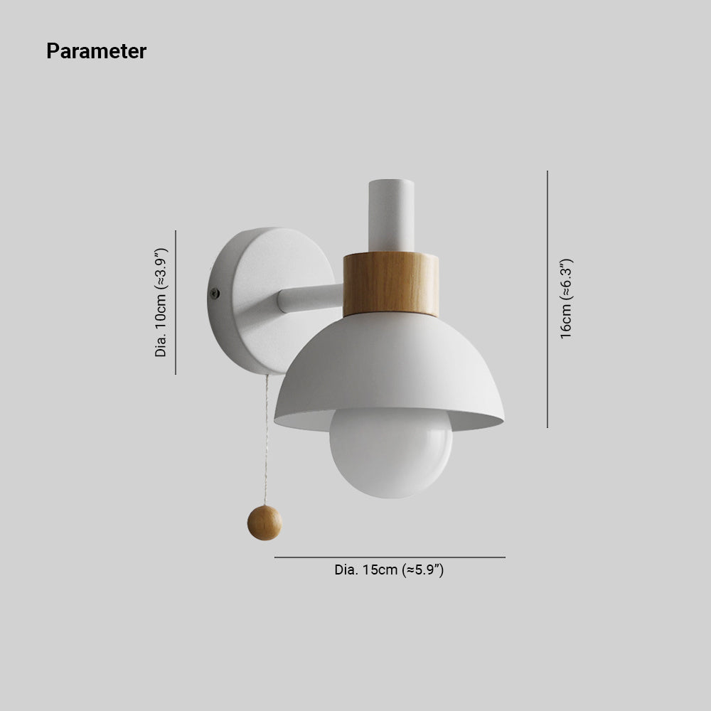 Scandinavian Wall Lamp – Wooden Accent Light with Pull Cord