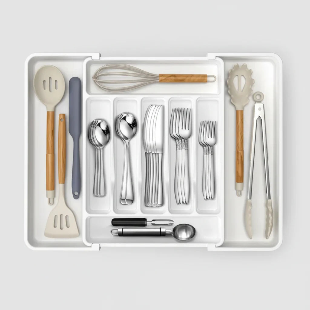 Expandable Cutlery Drawer Organizer – Adjustable Kitchen Storage Tray