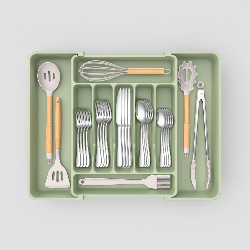 Expandable Cutlery Drawer Organizer – Adjustable Kitchen Storage Tray
