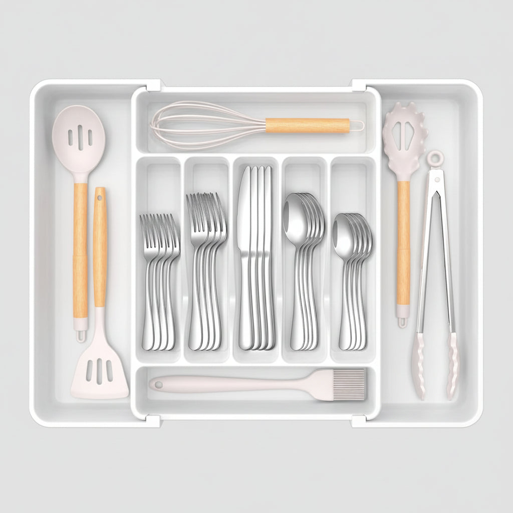 Expandable Cutlery Drawer Organizer – Adjustable Kitchen Storage Tray
