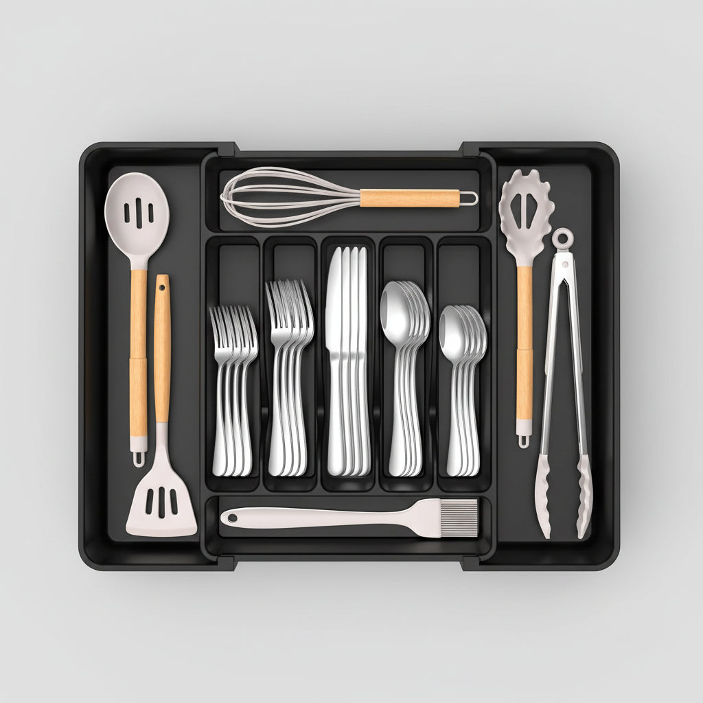 Expandable Cutlery Drawer Organizer – Adjustable Kitchen Storage Tray