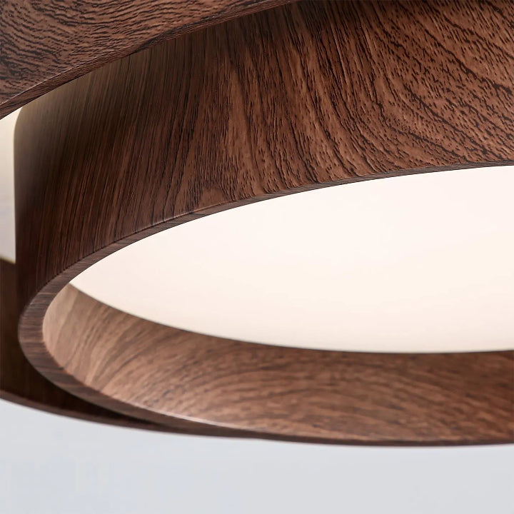 Wooden LED Ceiling Light – Modern Design in Warm Walnut