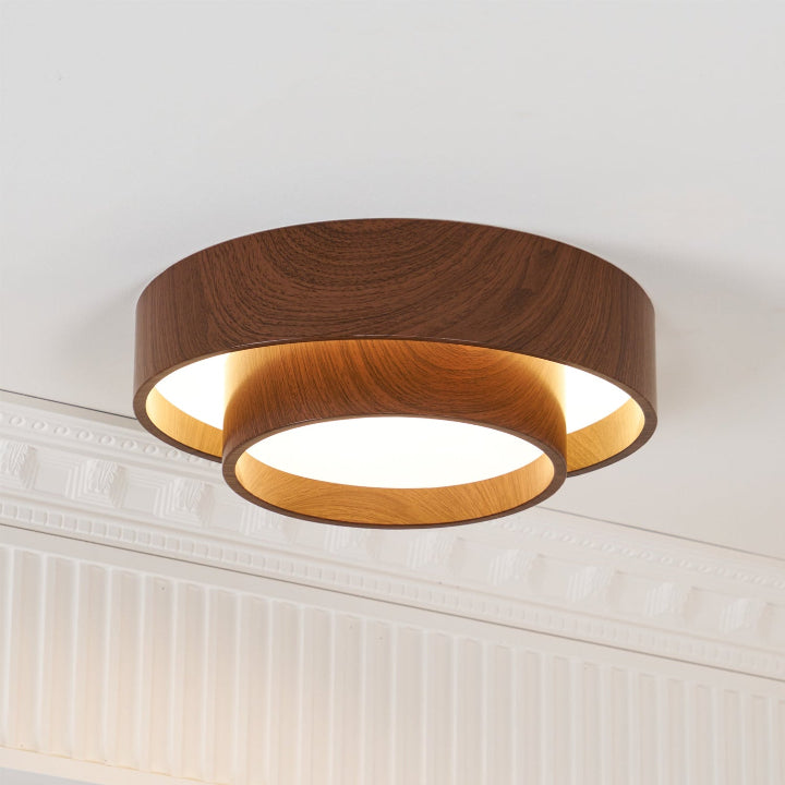 Wooden LED Ceiling Light – Modern Design in Warm Walnut