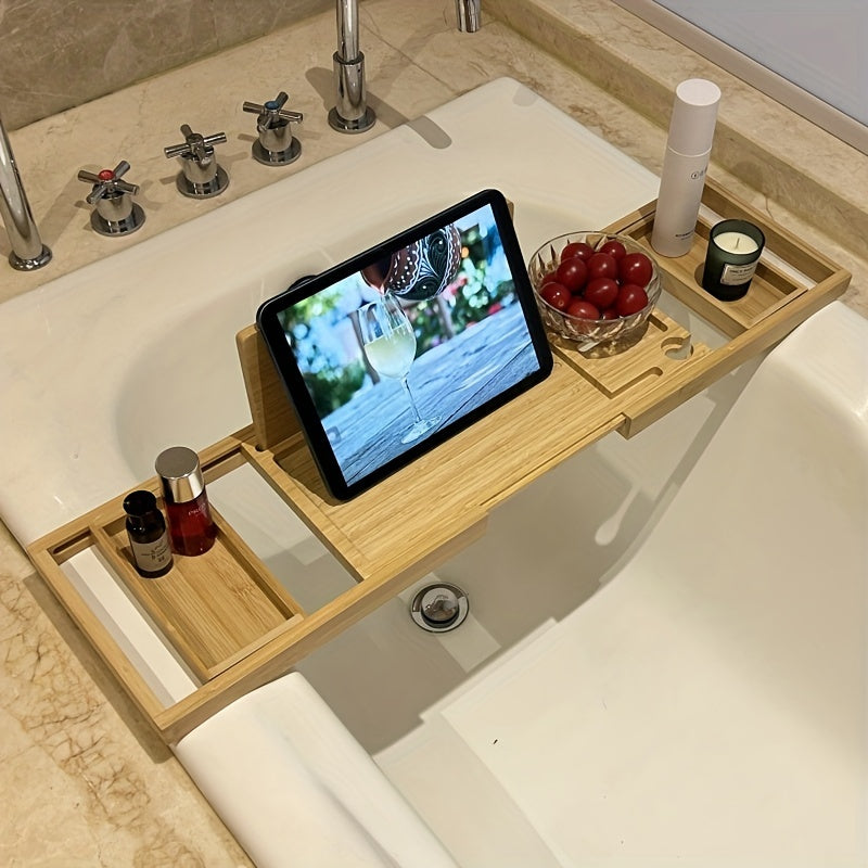 Bamboo Bathtub Tray – Wooden Bath Caddy for Relaxation