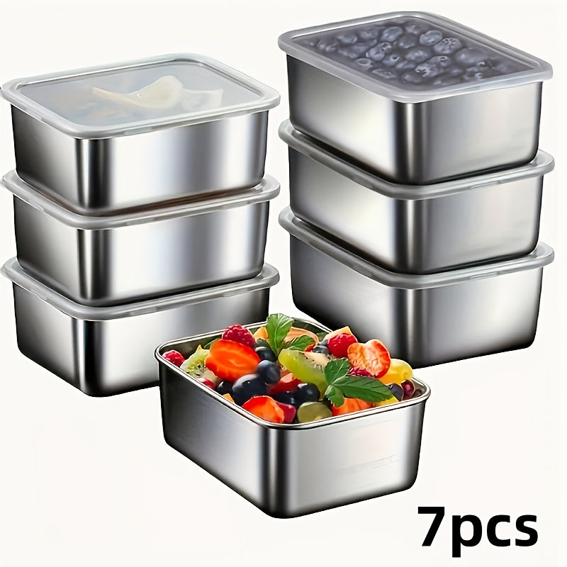 7-Piece Stainless Steel Food Storage Set – Leakproof Stackable Containers