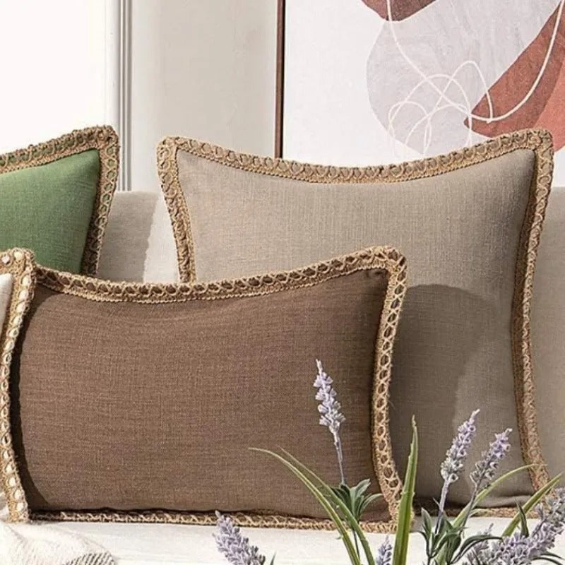Rustic Decorative Pillow Cover – Trendy Farmhouse Cushion Case