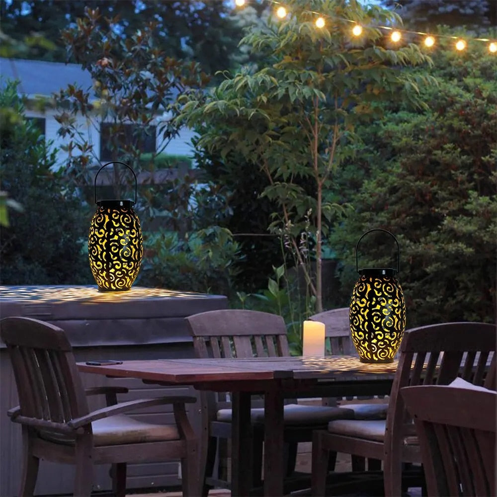 Solar Garden Lantern – Decorative Outdoor Light with Ornamental Pattern