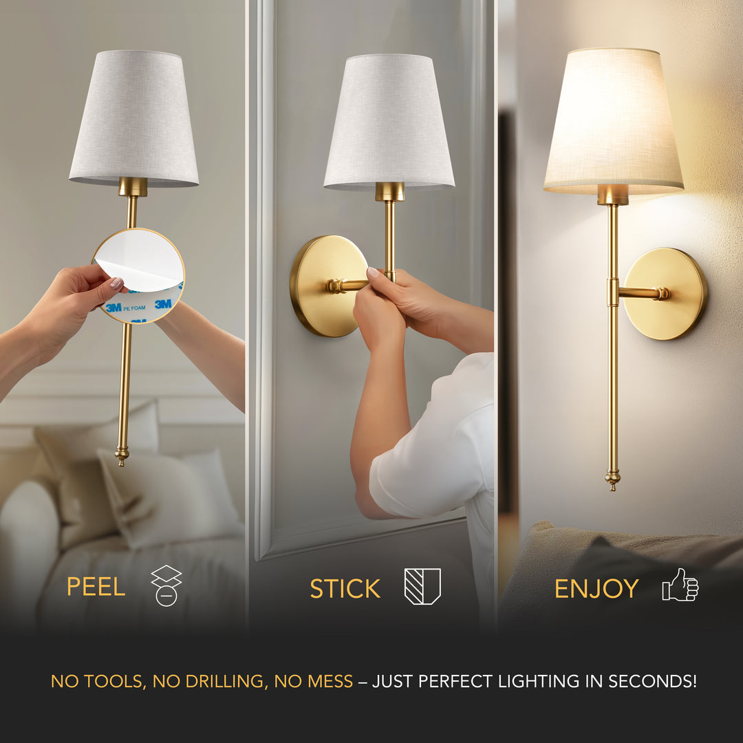 Battery-Powered Wall Lamp – Remote Control, No Drilling Required