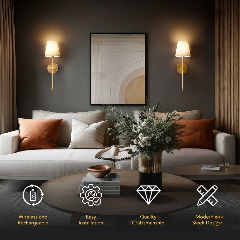 Battery-Powered Wall Lamp – Remote Control, No Drilling Required