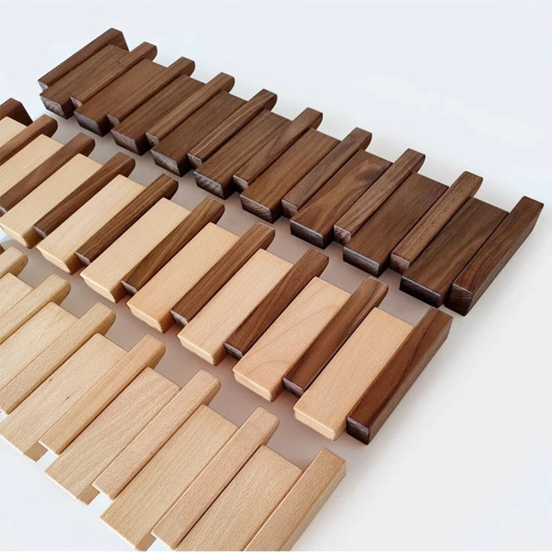 Wooden Wall Hooks – Versatile Piano-Style Hanger with Foldable Hooks