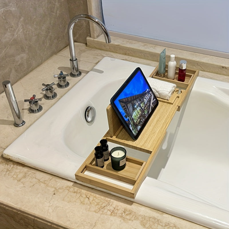 Bamboo Bathtub Tray – Wooden Bath Caddy for Relaxation