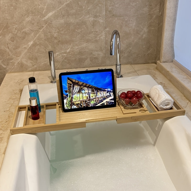 Bamboo Bathtub Tray – Wooden Bath Caddy for Relaxation