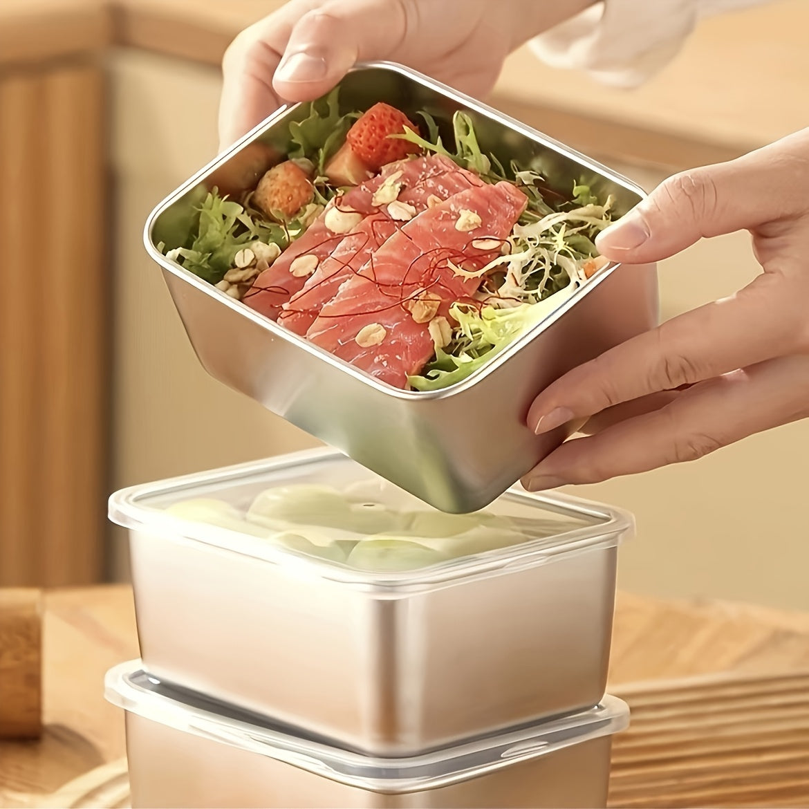 7-Piece Stainless Steel Food Storage Set – Leakproof Stackable Containers
