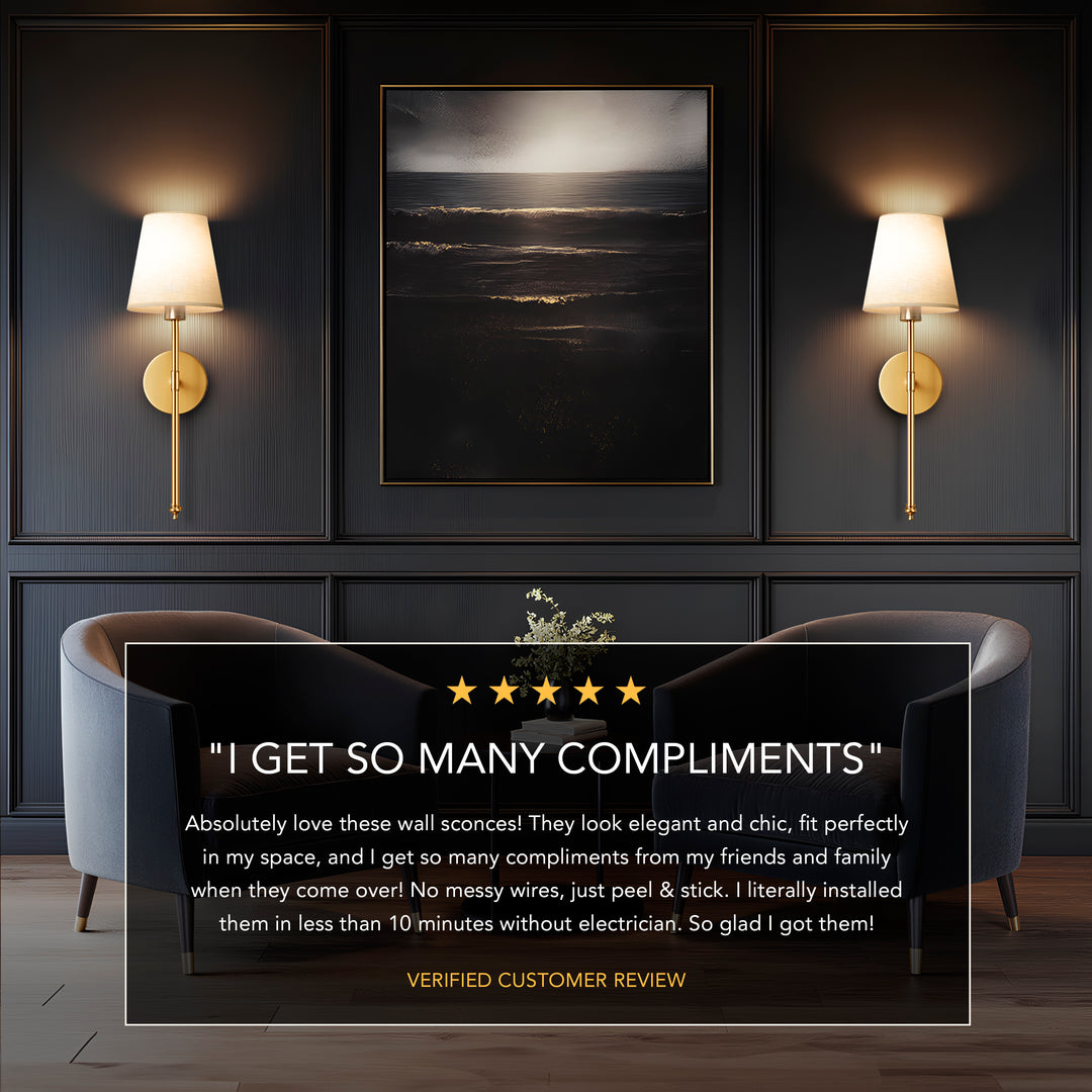 Battery-Powered Wall Lamp – Remote Control, No Drilling Required
