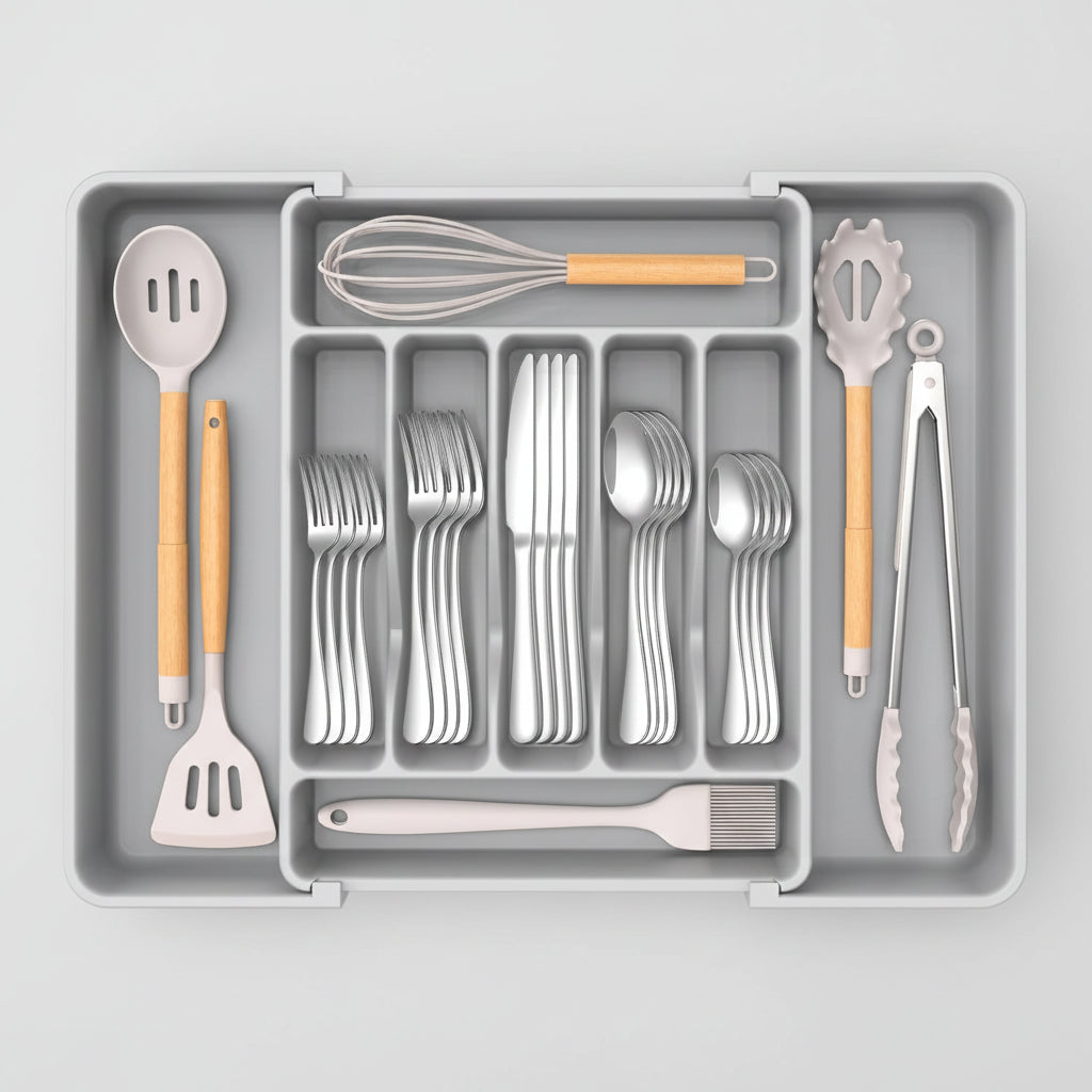 Expandable Cutlery Drawer Organizer – Adjustable Kitchen Storage Tray