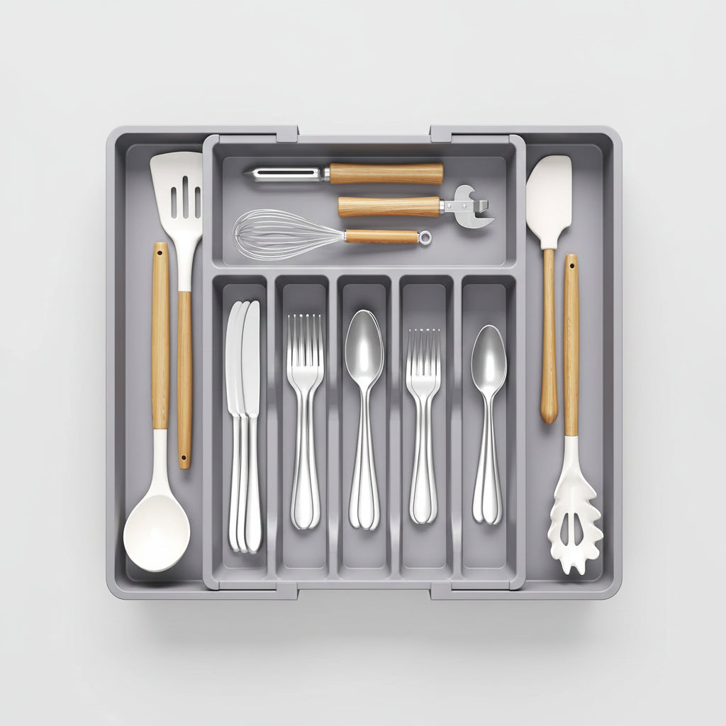 Expandable Cutlery Drawer Organizer – Adjustable Kitchen Storage Tray