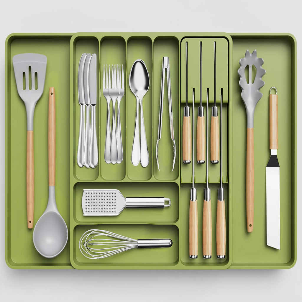 Expandable Cutlery Drawer Organizer – Adjustable Kitchen Storage Tray