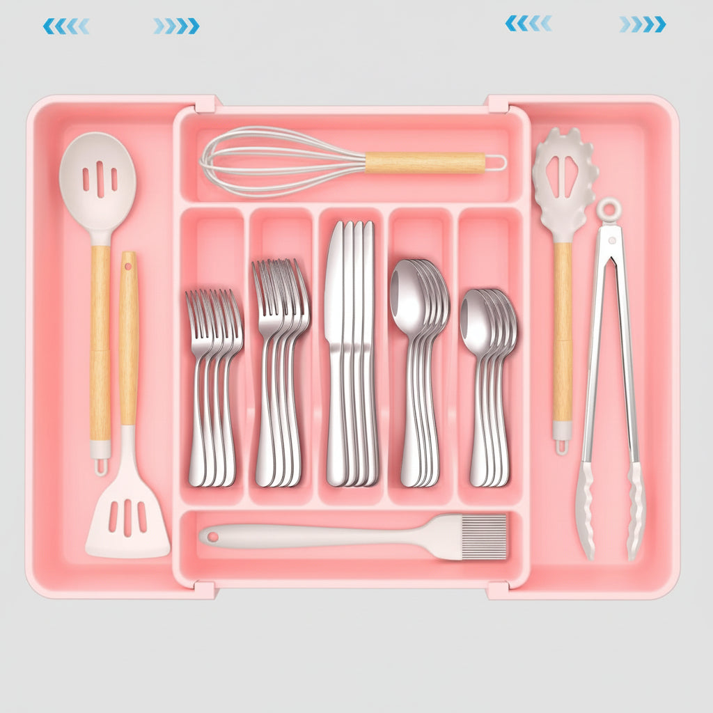 Expandable Cutlery Drawer Organizer – Adjustable Kitchen Storage Tray