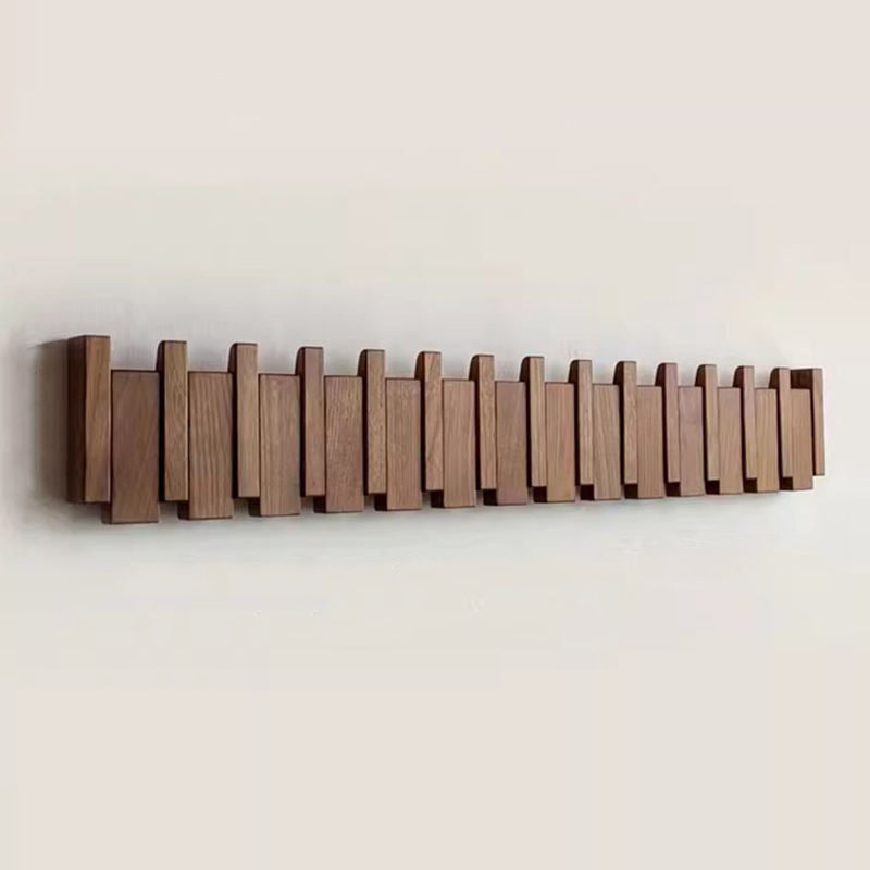 Wooden Wall Hooks – Versatile Piano-Style Hanger with Foldable Hooks