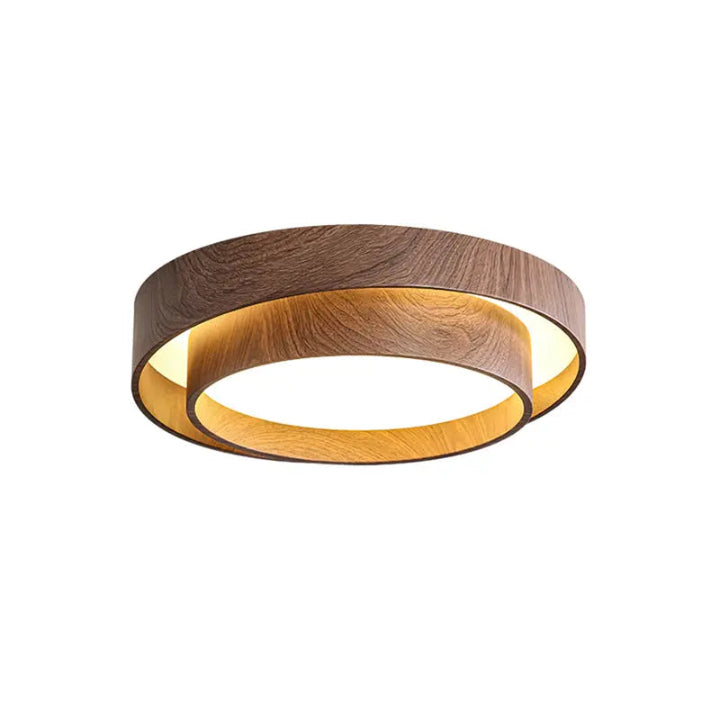 Wooden LED Ceiling Light – Modern Design in Warm Walnut
