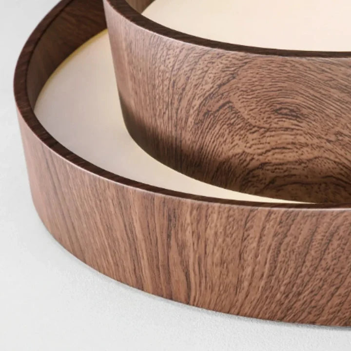 Wooden LED Ceiling Light – Modern Design in Warm Walnut