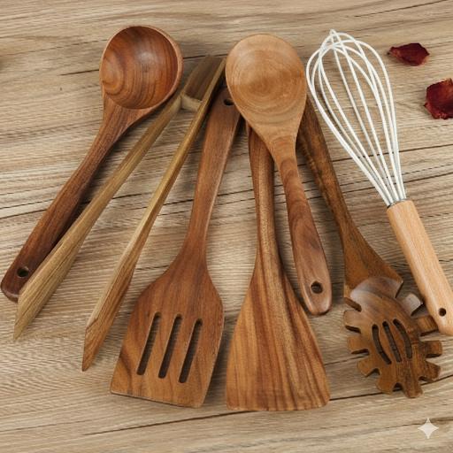 Wooden Kitchen Utensil Set – Cooking Tools Collection