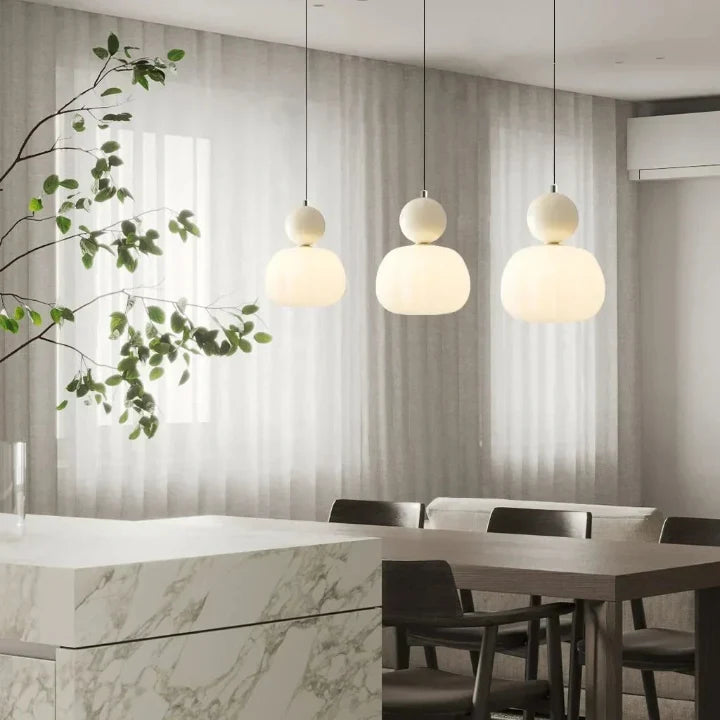 Opal Glass Pendant Light – E27 Ceiling Lamp, 4 Colours