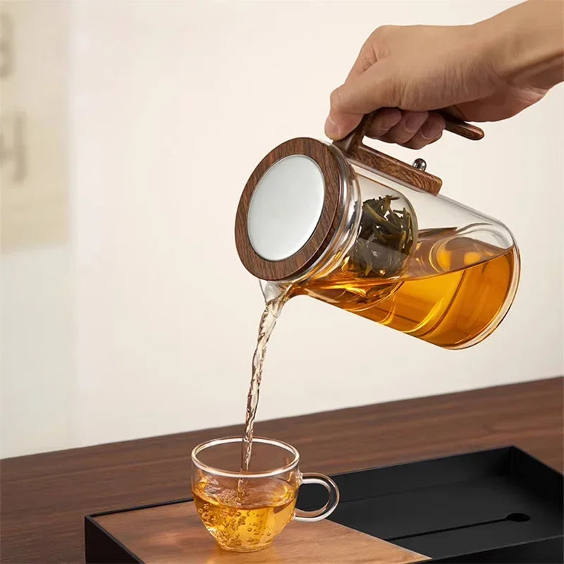 Glass Tea Maker – Elegant Teapot with Wooden Handle