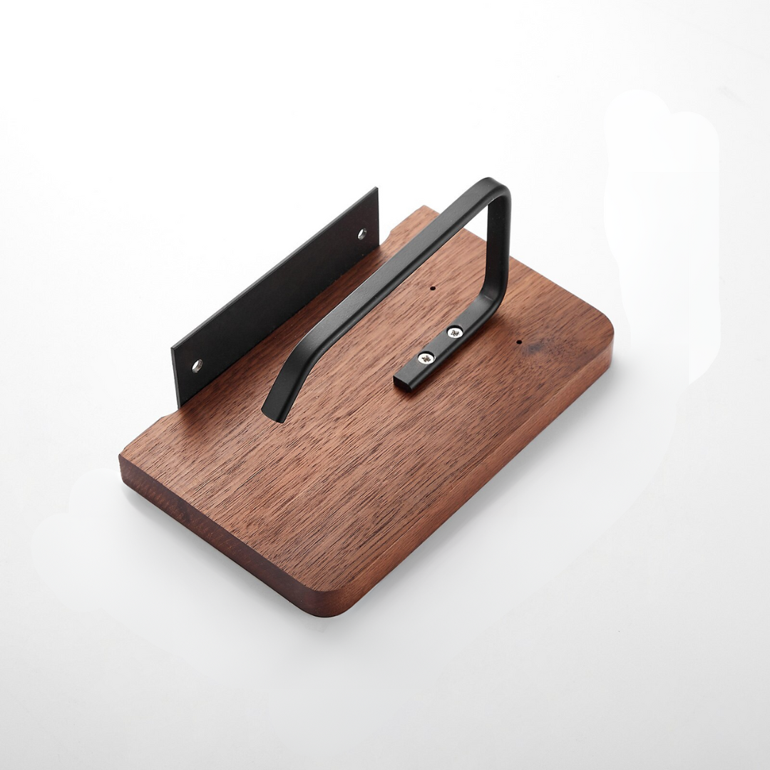 Wooden Toilet Paper Holder – Wall-Mounted Bathroom Organizer with Shelf