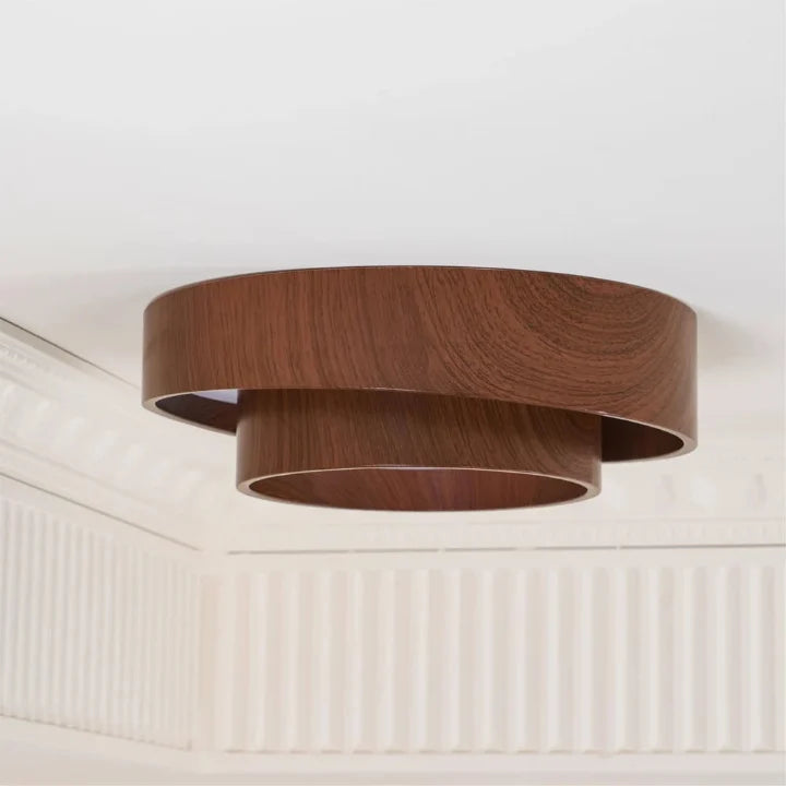 Wooden LED Ceiling Light – Modern Design in Warm Walnut