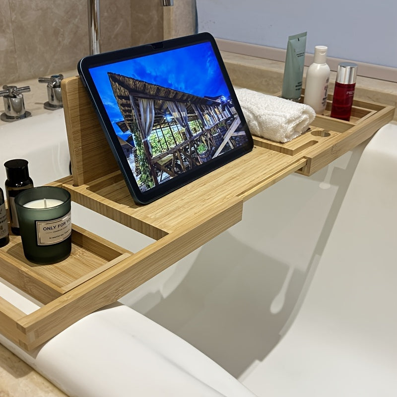 Bamboo Bathtub Tray – Wooden Bath Caddy for Relaxation
