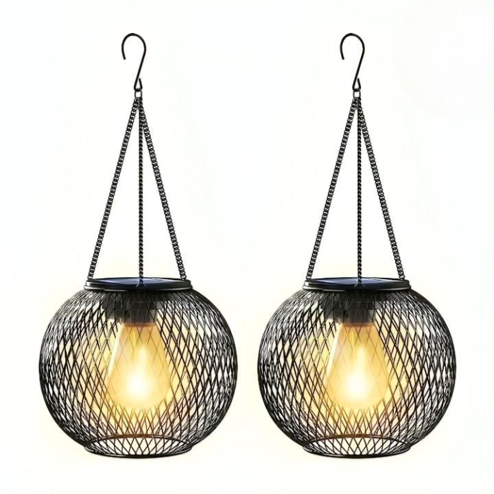 Solar Garden Lantern – Retro Metal Grid Outdoor Light