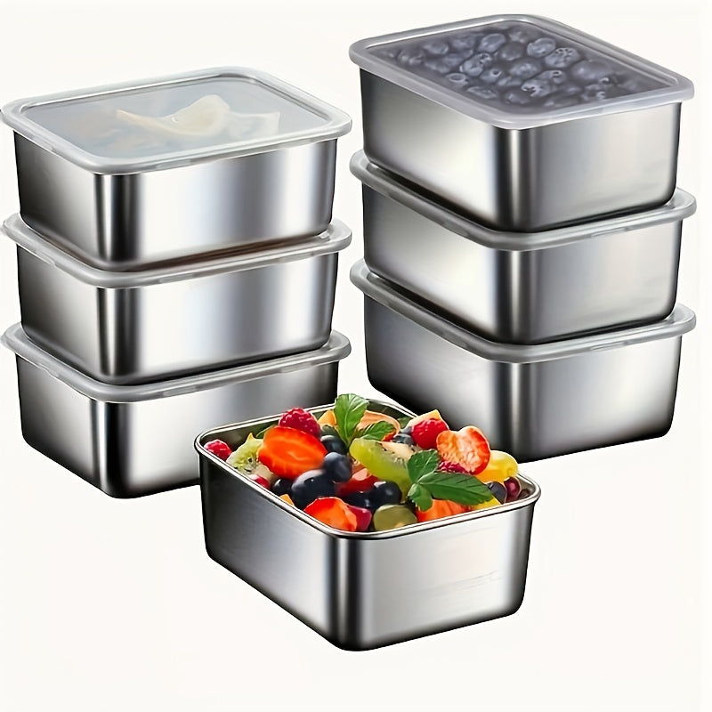 7-Piece Stainless Steel Food Storage Set – Leakproof Stackable Containers