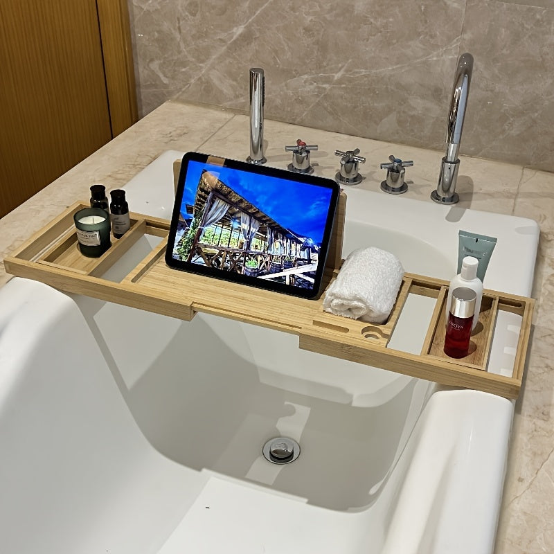 Bamboo Bathtub Tray – Wooden Bath Caddy for Relaxation