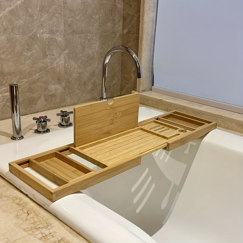 Bamboo Bathtub Tray – Wooden Bath Caddy for Relaxation