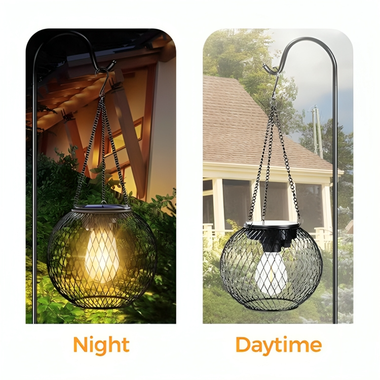 Solar Garden Lantern – Retro Metal Grid Outdoor Light