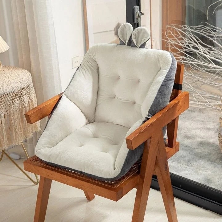 Plush Chair Cushion with Integrated Backrest and Tufted Design - Image 1