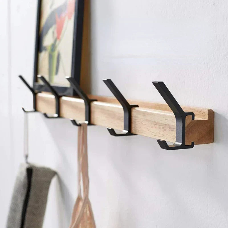 Adjustable Wall Hook Rack – Modern Hanging Bar with Hooks